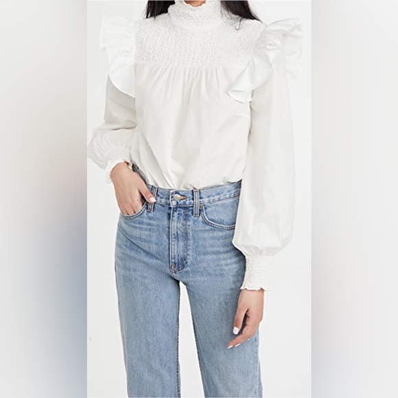 Cinq a Sept River Smocked Yoke Top in Ivory - NWT - Small - Picture 5 of 8